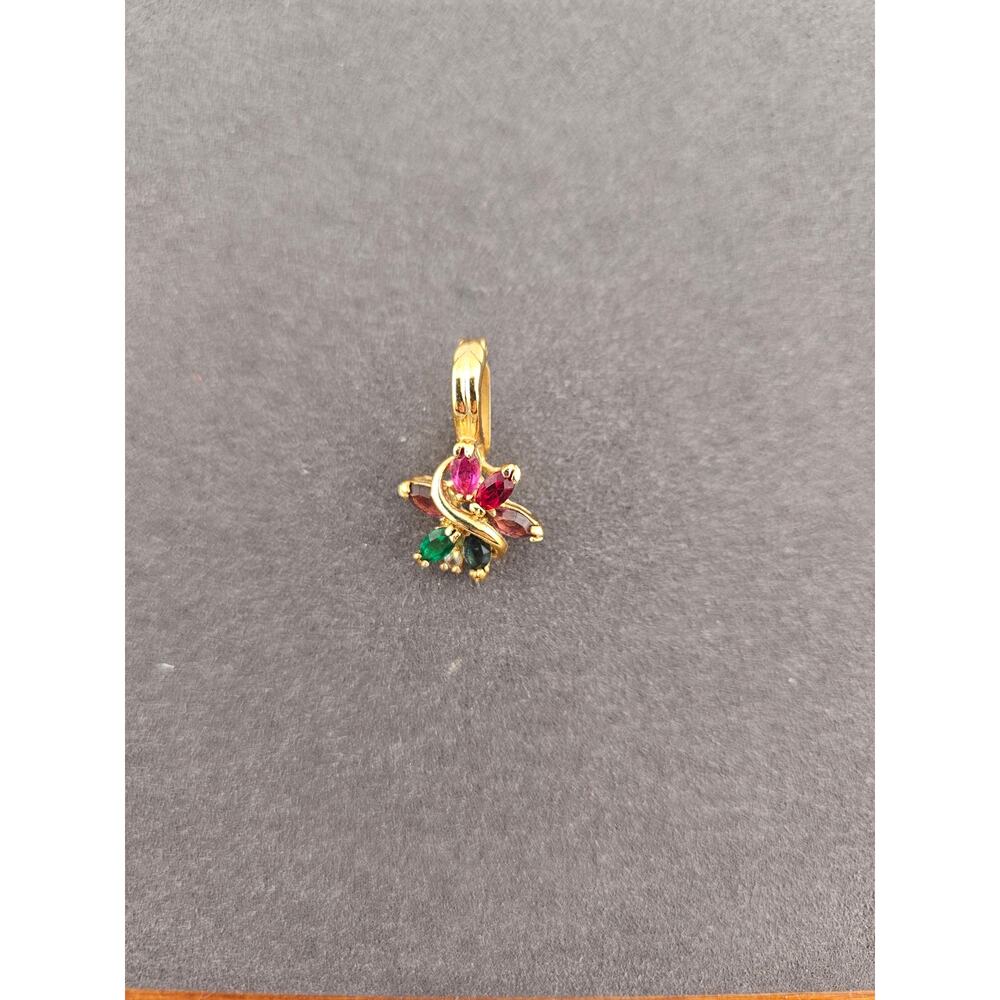 Romai Clip On Slide Charm Pendant Gold Tone Multicolor Crystal Stone Star Flower